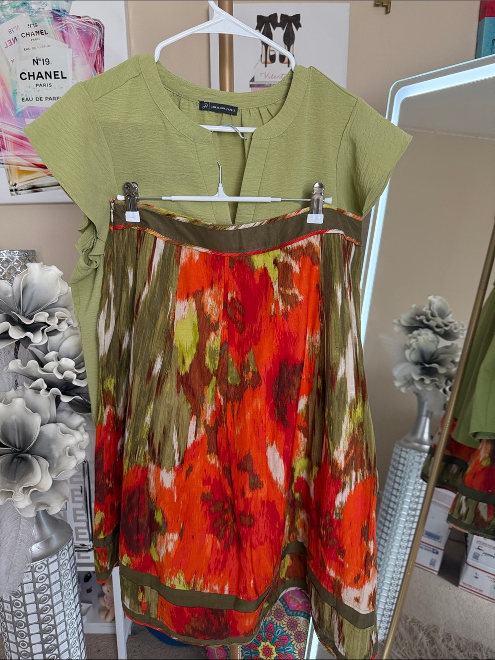 Talbots Orange, Olive & Lime Abstract Maxi Dress